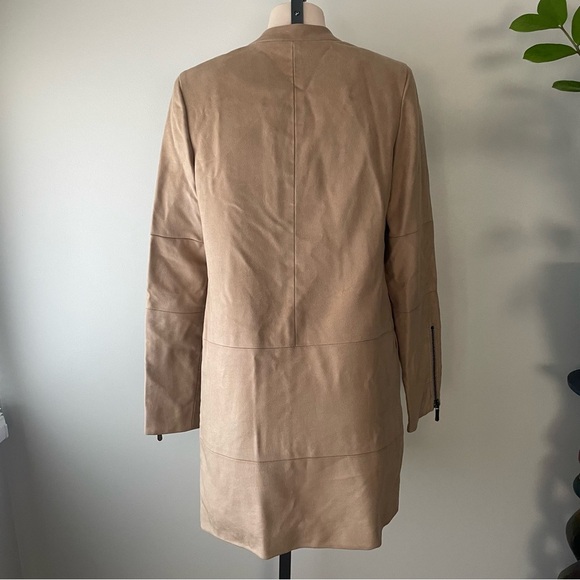 J Brand Asymmetrical Zippered Coat Long Jacket Tan Women’s Size 6 Small - Picture 8 of 9